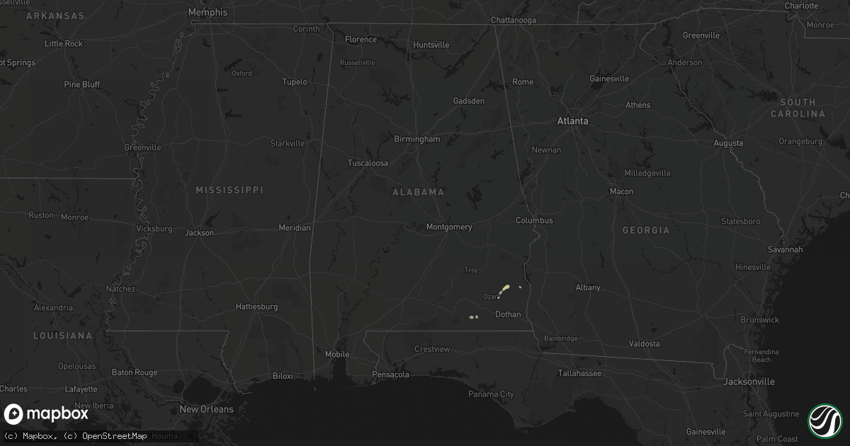 Hail map in Alabama on March 31, 2026