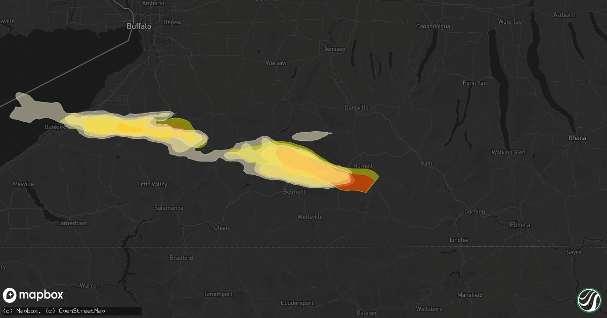Hail map in Angelica, NY on March 31, 2026