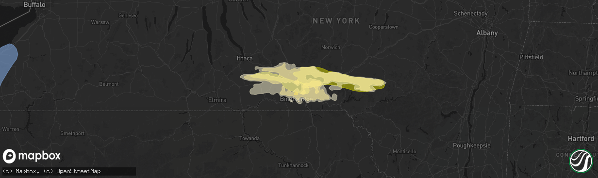 Hail map in Binghamton, NY on March 31, 2026