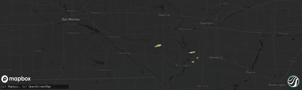 Hail map in Brighton, IA on March 31, 2026