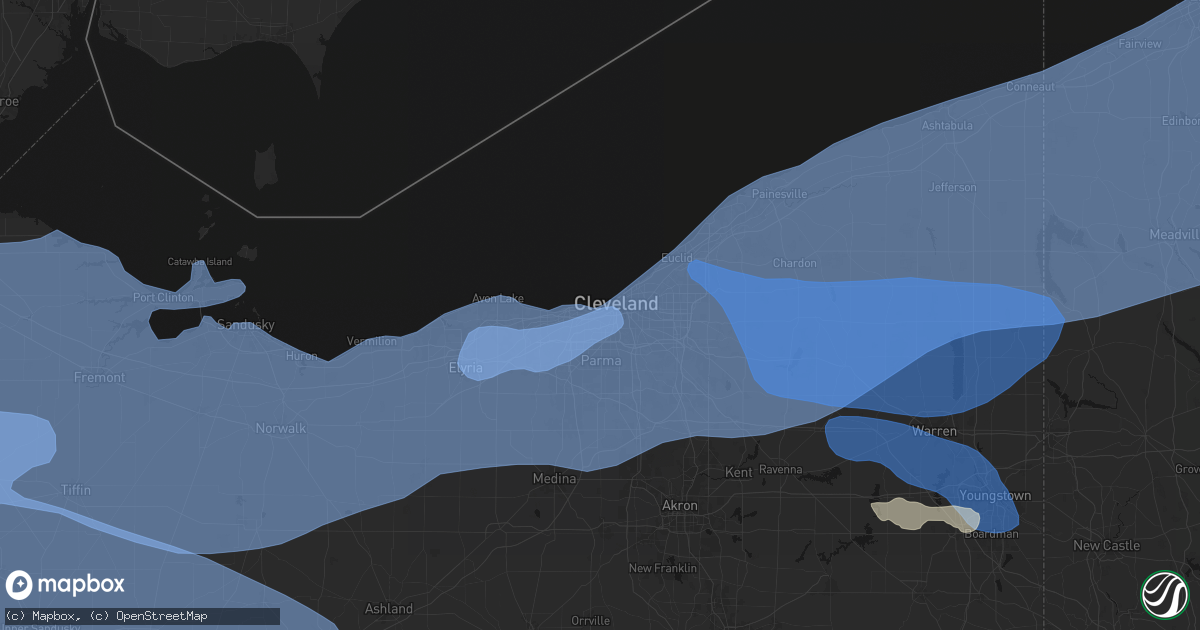 Hail map in Cleveland, OH on March 31, 2026