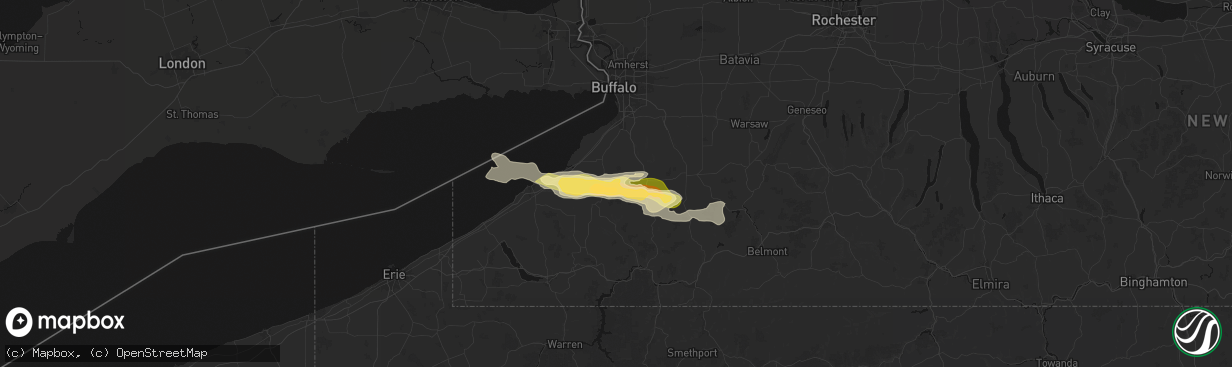 Hail map in Collins, NY on March 31, 2026