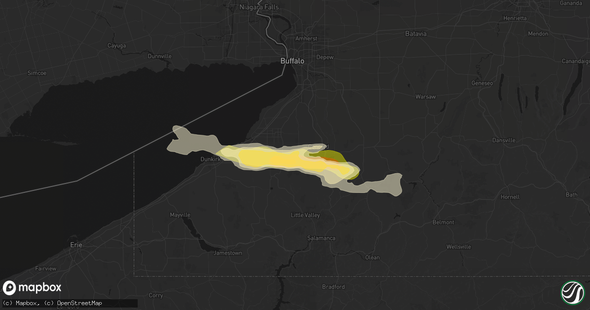 Hail map in Collins, NY on March 31, 2026