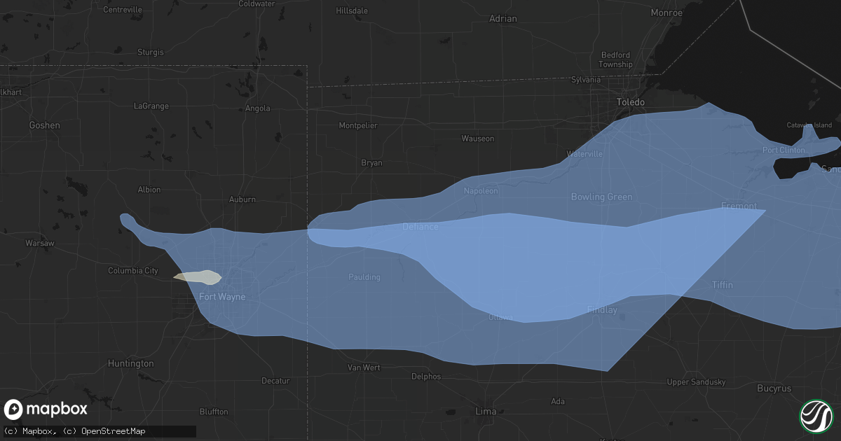 Hail map in Defiance, OH on March 31, 2026
