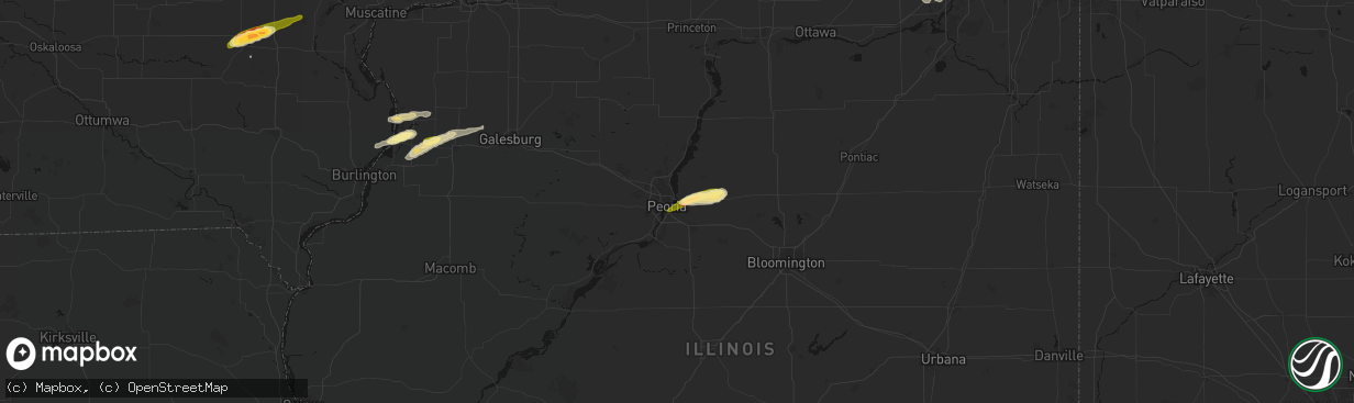 Hail map in East Peoria, IL on March 31, 2026