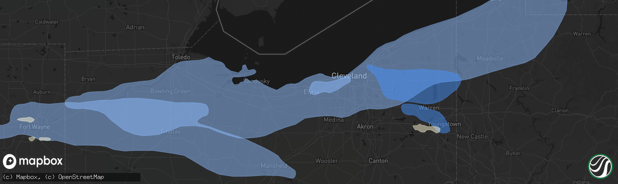 Hail map in Elyria, OH on March 31, 2026