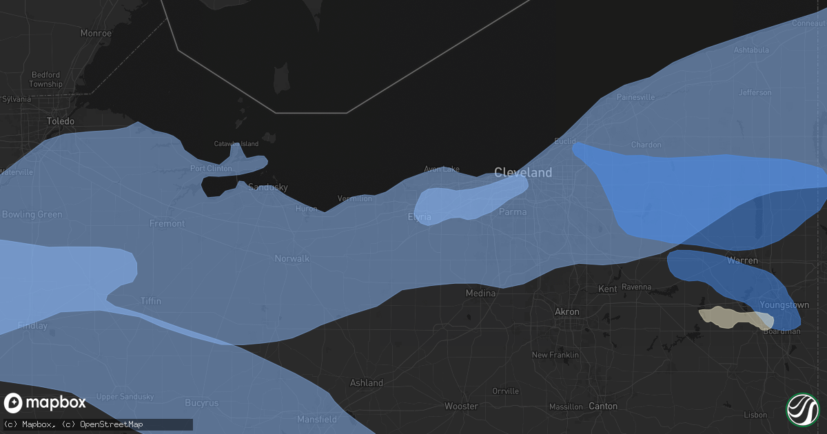 Hail map in Elyria, OH on March 31, 2026