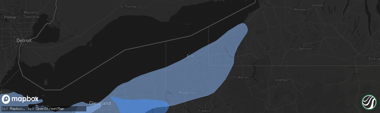 Hail map in Erie, PA on March 31, 2026