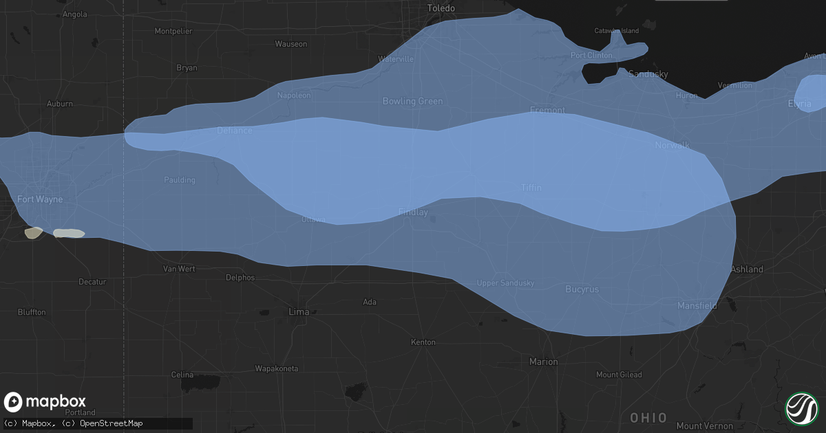 Hail map in Findlay, OH on March 31, 2026