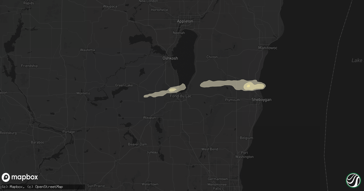 Hail map in Fond Du Lac, WI on March 31, 2026
