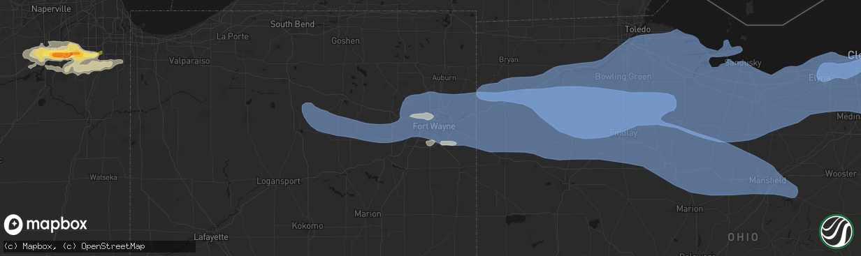 Hail map in Fort Wayne, IN on March 31, 2026