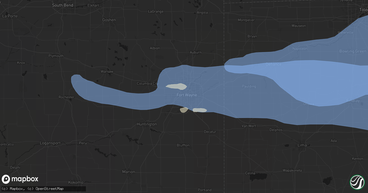 Hail map in Fort Wayne, IN on March 31, 2026