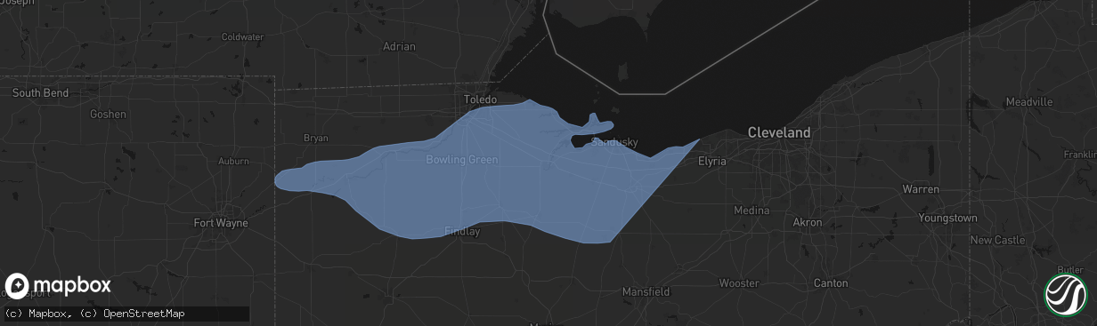 Hail map in Fremont, OH on March 31, 2026
