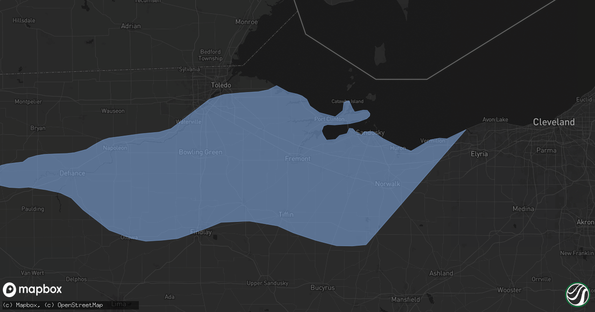 Hail map in Fremont, OH on March 31, 2026