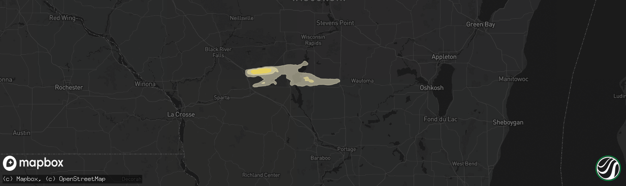 Hail map in Friendship, WI on March 31, 2026