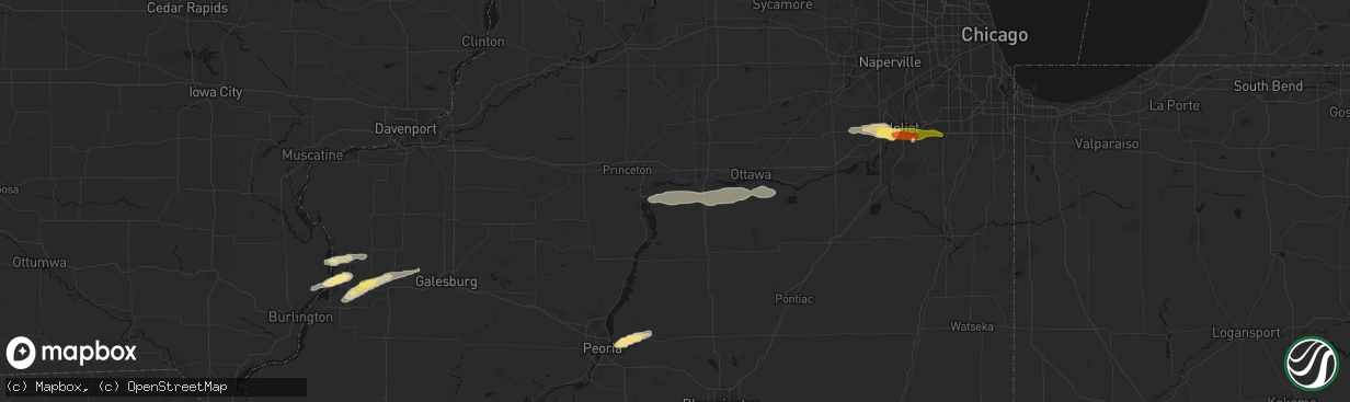 Hail map in Granville, IL on March 31, 2026