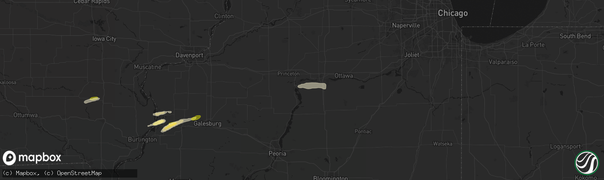 Hail map in Hennepin, IL on March 31, 2026