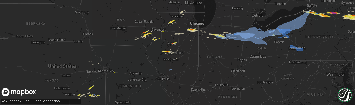 Hail map in Illinois on March 31, 2026