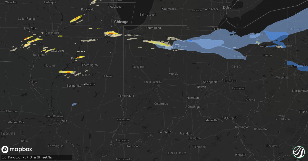 Hail map in Indiana on March 31, 2026