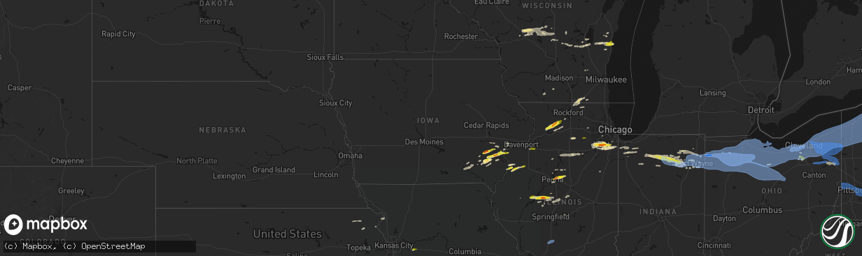 Hail map in Iowa on March 31, 2026
