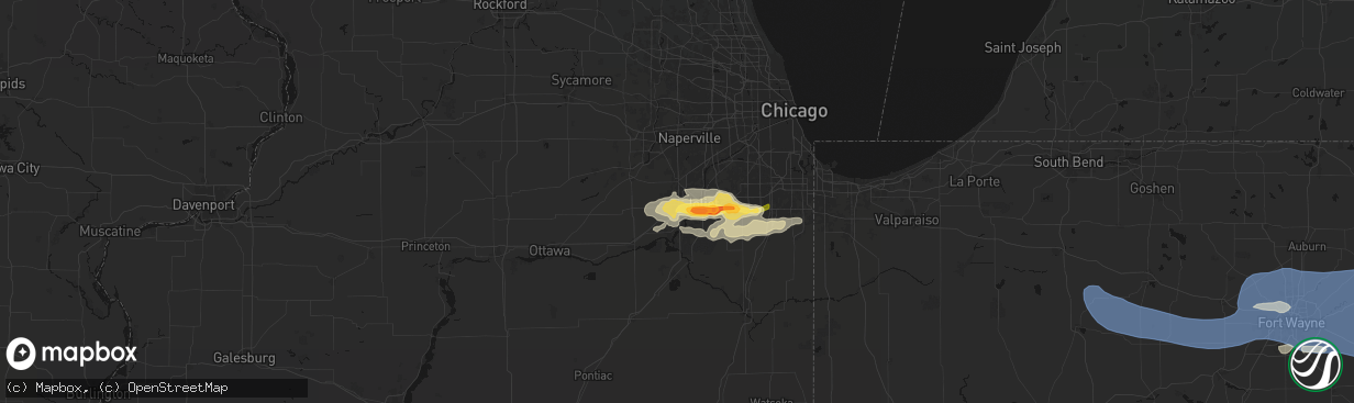 Hail map in Joliet, IL on March 31, 2026