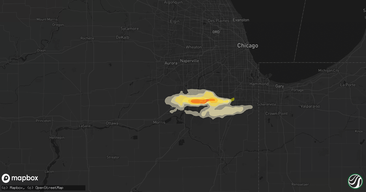 Hail map in Joliet, IL on March 31, 2026