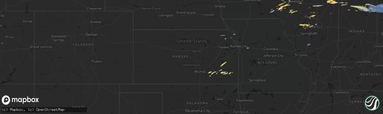 Hail map in Kansas on March 31, 2026