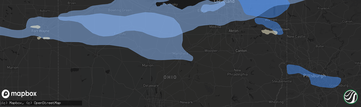 Hail map in Mansfield, OH on March 31, 2026