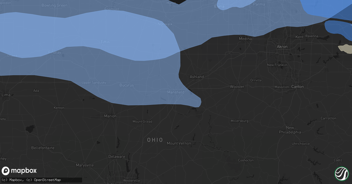 Hail map in Mansfield, OH on March 31, 2026
