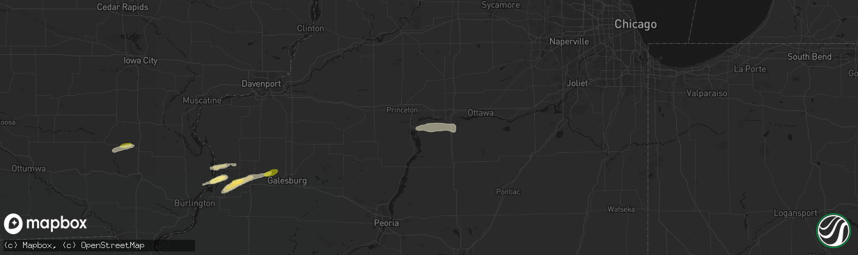 Hail map in Mark, IL on March 31, 2026