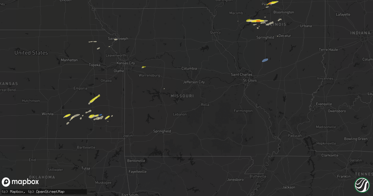 Hail map in Missouri on March 31, 2026