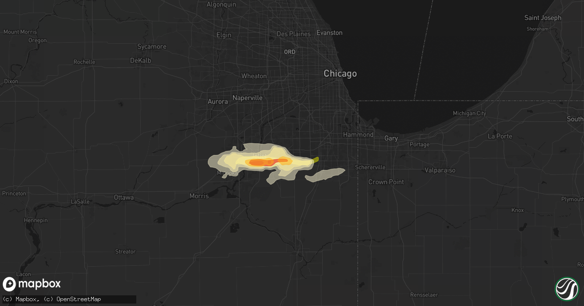Hail map in Mokena, IL on March 31, 2026