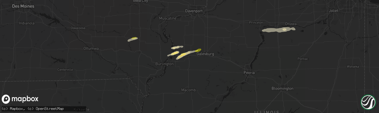Hail map in Monmouth, IL on March 31, 2026