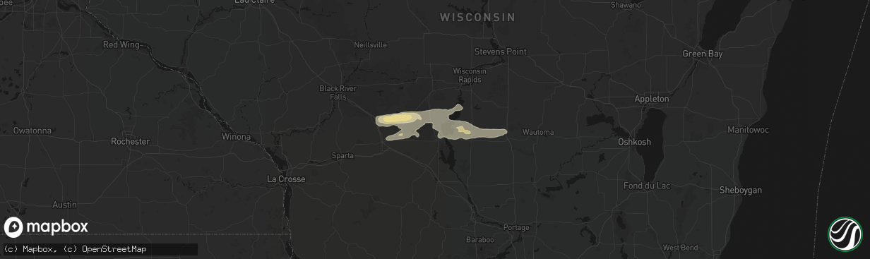 Hail map in Necedah, WI on March 31, 2026