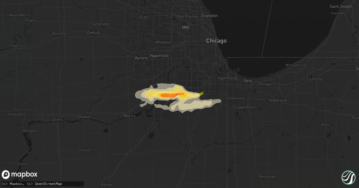 Hail map in New Lenox, IL on March 31, 2026