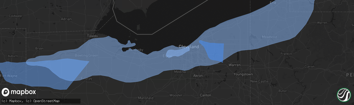 Hail map in North Olmsted, OH on March 31, 2026