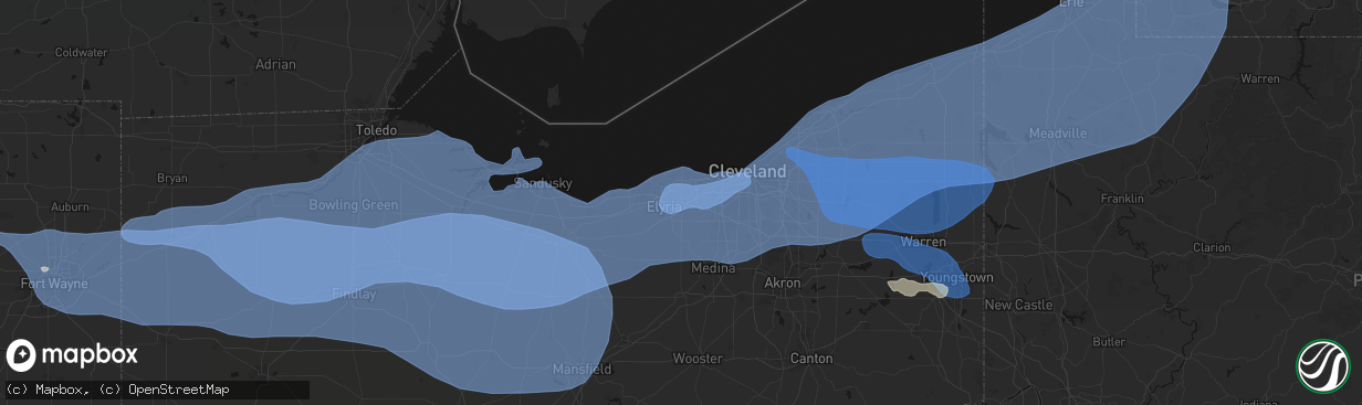 Hail map in North Ridgeville, OH on March 31, 2026