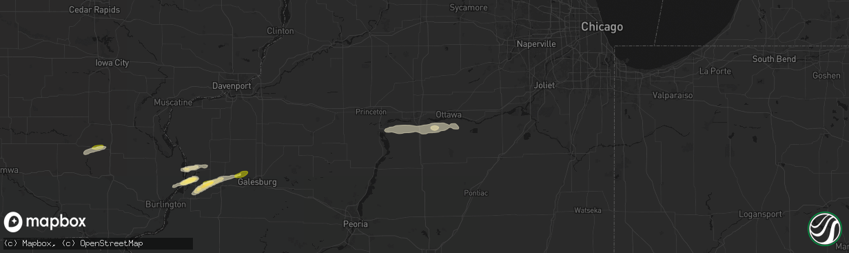Hail map in Oglesby, IL on March 31, 2026