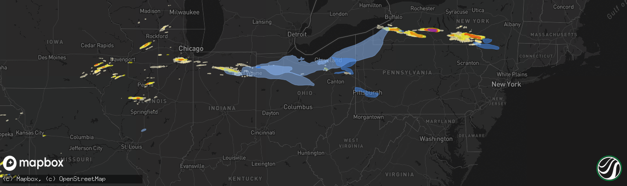 Hail map in Ohio on March 31, 2026