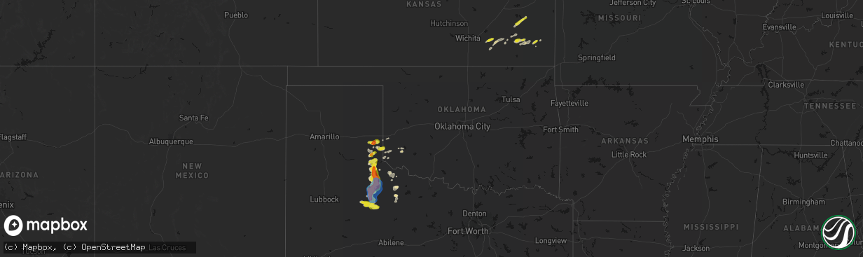 Hail map in Oklahoma on March 31, 2026