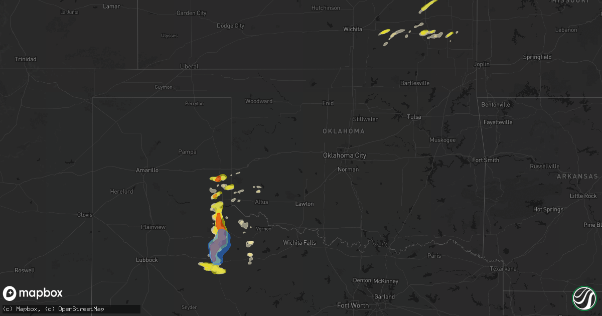 Hail map in Oklahoma on March 31, 2026