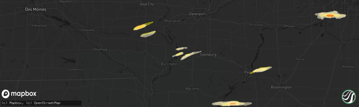 Hail map in Oquawka, IL on March 31, 2026