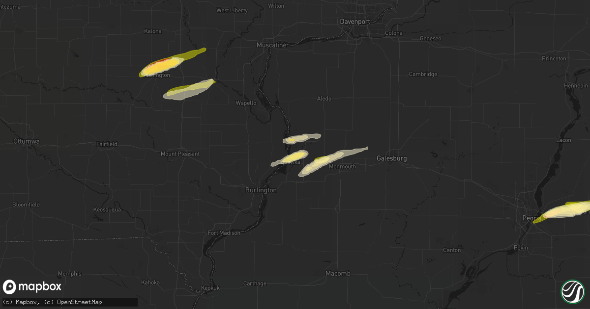 Hail map in Oquawka, IL on March 31, 2026