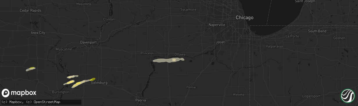 Hail map in Ottawa, IL on March 31, 2026