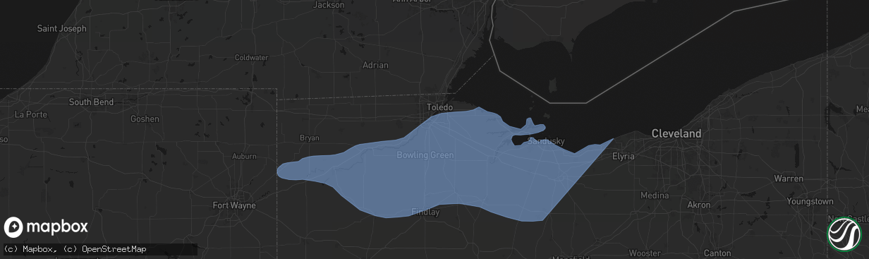 Hail map in Perrysburg, OH on March 31, 2026