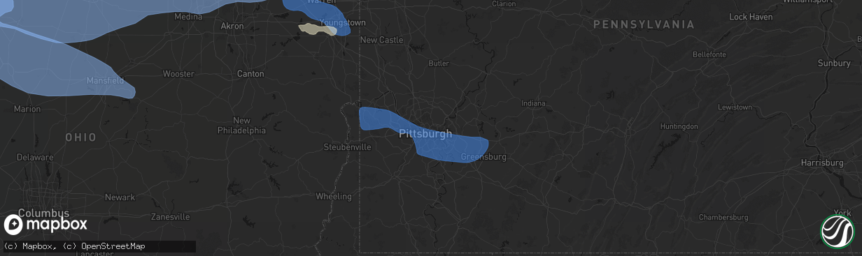 Hail map in Pittsburgh, PA on March 31, 2026
