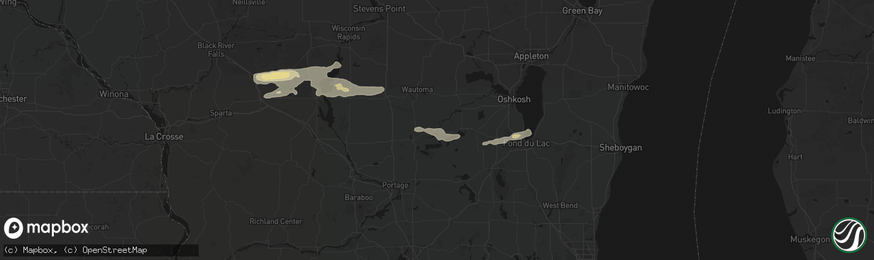 Hail map in Princeton, WI on March 31, 2026