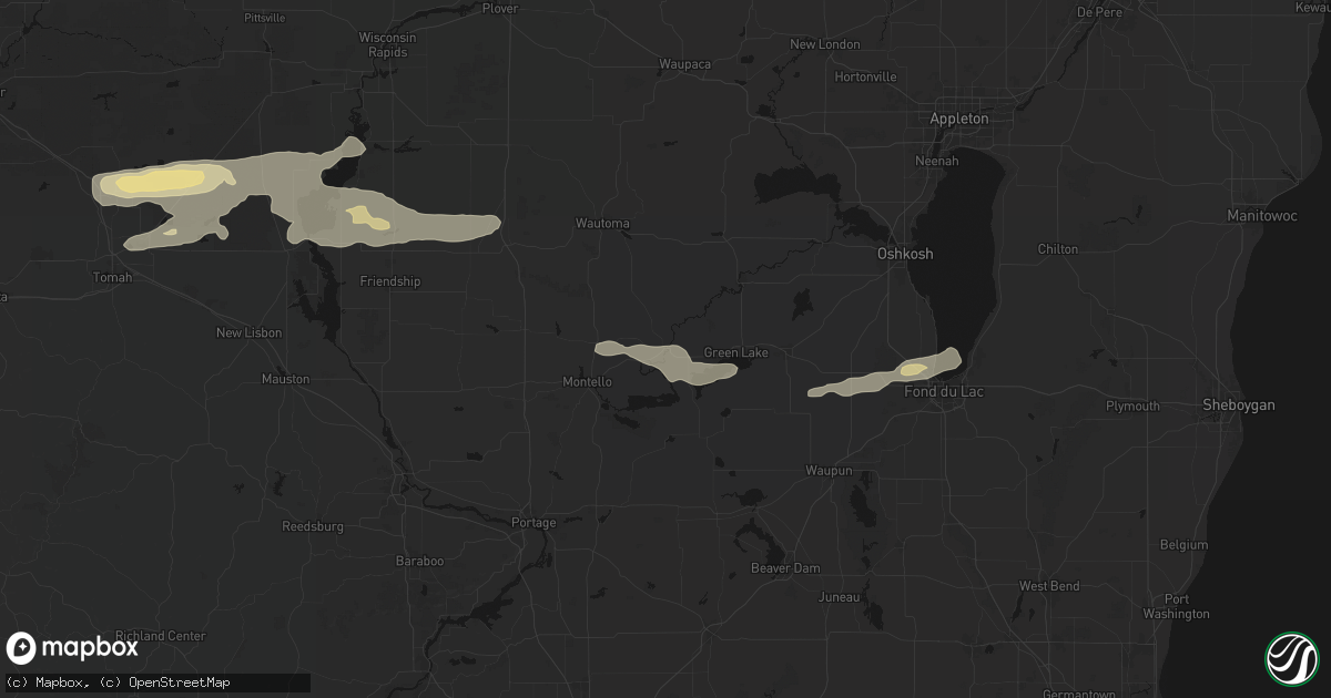 Hail map in Princeton, WI on March 31, 2026