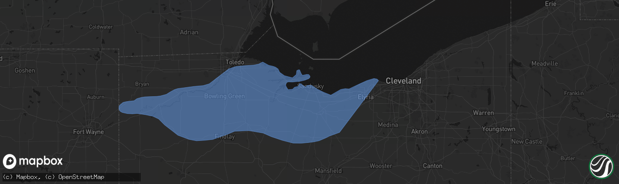 Hail map in Sandusky, OH on March 31, 2026