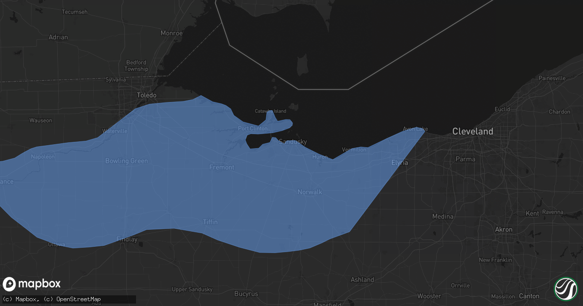 Hail map in Sandusky, OH on March 31, 2026